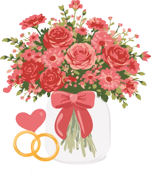 Svadobná floristika ilustrácia